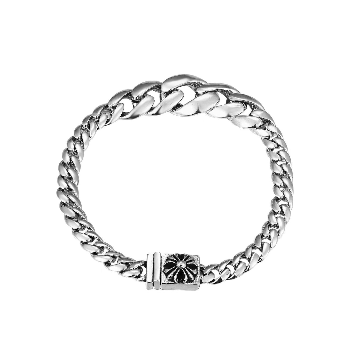 CH Retro Couple Bracelet Cross Dice Bracelet Full Rhinestones Ins Trendy Hip Hop Style Rhinestone Inlaid