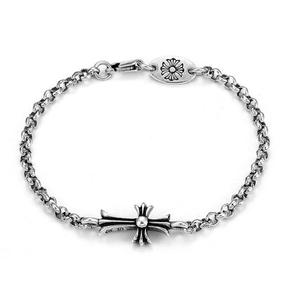 CH Retro Couple Bracelet Cross Dice Bracelet Full Rhinestones Ins Trendy Hip Hop Style Rhinestone Inlaid